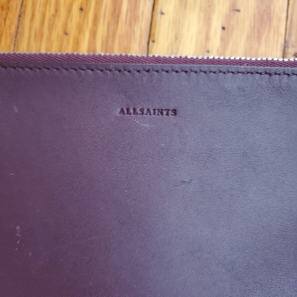 All Saints Ray Burgundy Red  Leather Tote Bag - Picture 11 of 16